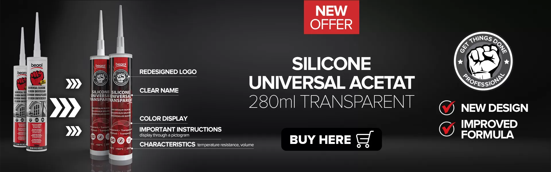 Universal silicone, transparent 280 ml