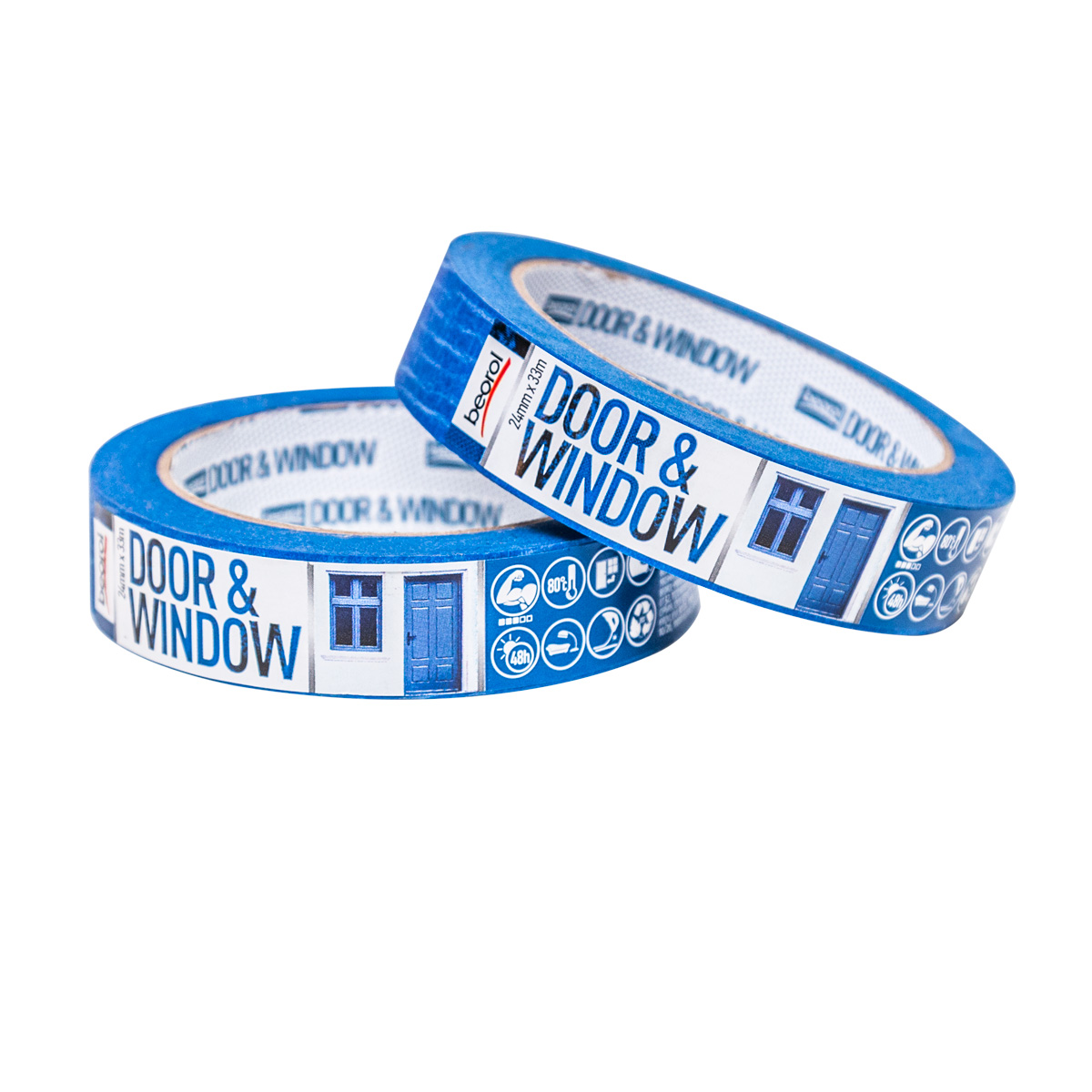 Masking tape Door & Window protection 24mm x 33m, 80ᵒC DK24 Beorol d.o.o