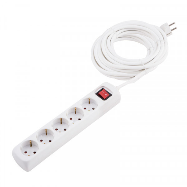 Extension cable with switch, 5 sockets 3m 