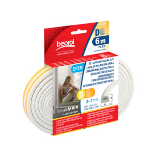 Seal strip D-profile, white 6m 