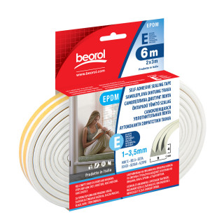 Seal strip E-profile, white 6m 