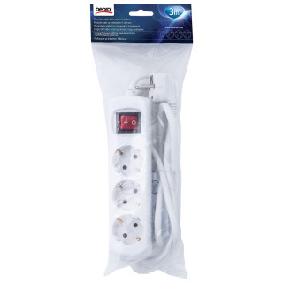 Extension cable with switch, 3 sockets 3m 