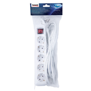 Extension cable with switch, 5 sockets 1.4m 