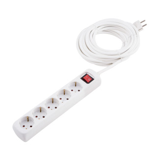 Extension cable with switch, 5 sockets 5m 