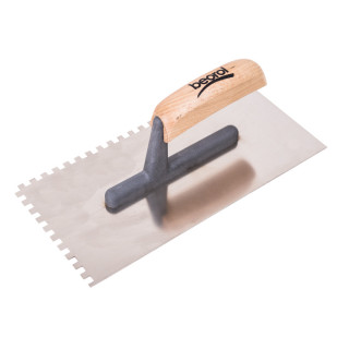 Plastering trowel, stainless steel, wooden handle 6x6mm 