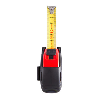 Steel measuring tape 5m, red body/black cover 