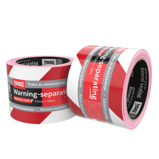 Warning-separating tape red/white 75mm x 100m 