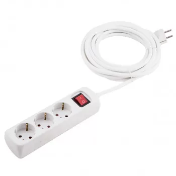 Extension cable with switch, 3 sockets 1.4m 