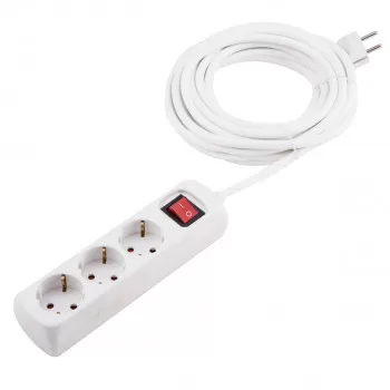 Extension cable with switch, 3 sockets 3m 