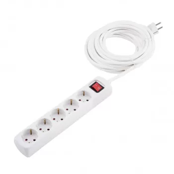 Extension cable with switch, 5 sockets 5m 