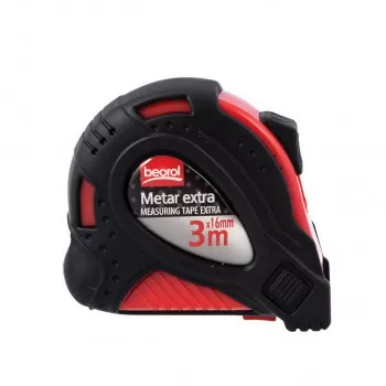 Steel measuring tape 3m, red body/black cover 