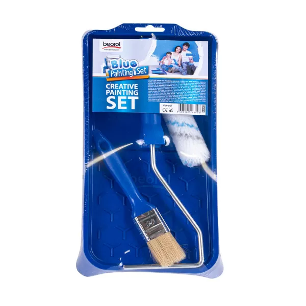 Blue Painting Set - tray,brush, mini roller 