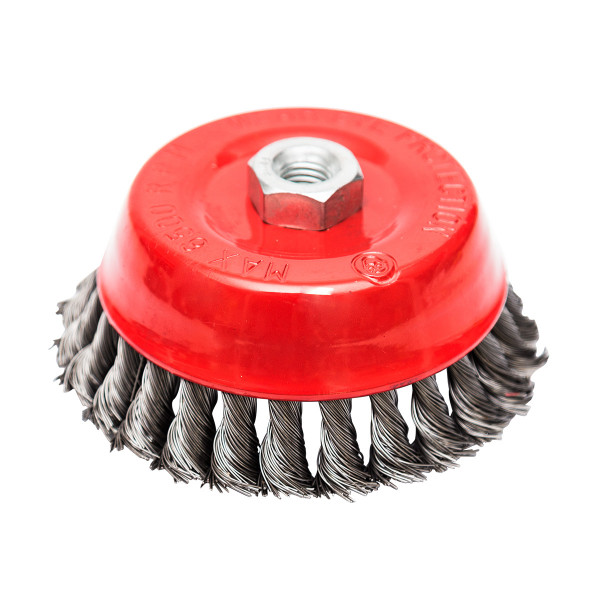 Circular cup brush, steel twisted wire ø125mm, for angle grinder