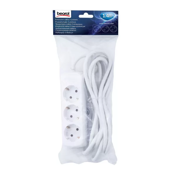 Extension cable 3 sockets 1.4m 