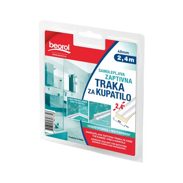 Adhesive seal for bathtubs shower & washbasins 40mm x 2.4m 