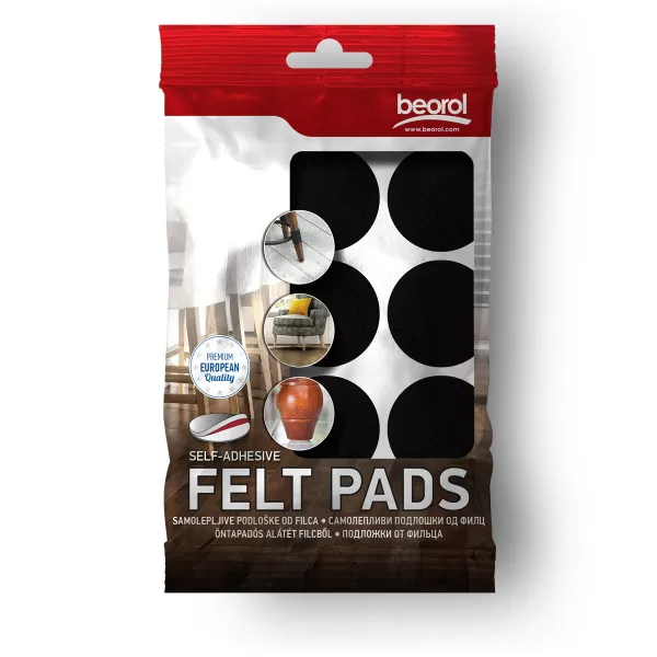 Self-adhesive felt pads, brown ø22 x 3mm 