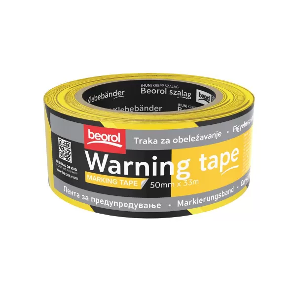 Warning tape 50mm x 33m, yellow/black 