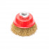 Circular brass coated cup wire brush for angle grinder, ø65mm 