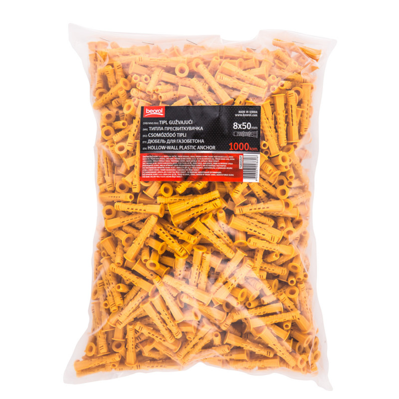 Hollow Wall Plastic Anchor 8x50 1000 1 Tg8x50vp Beorol D O O