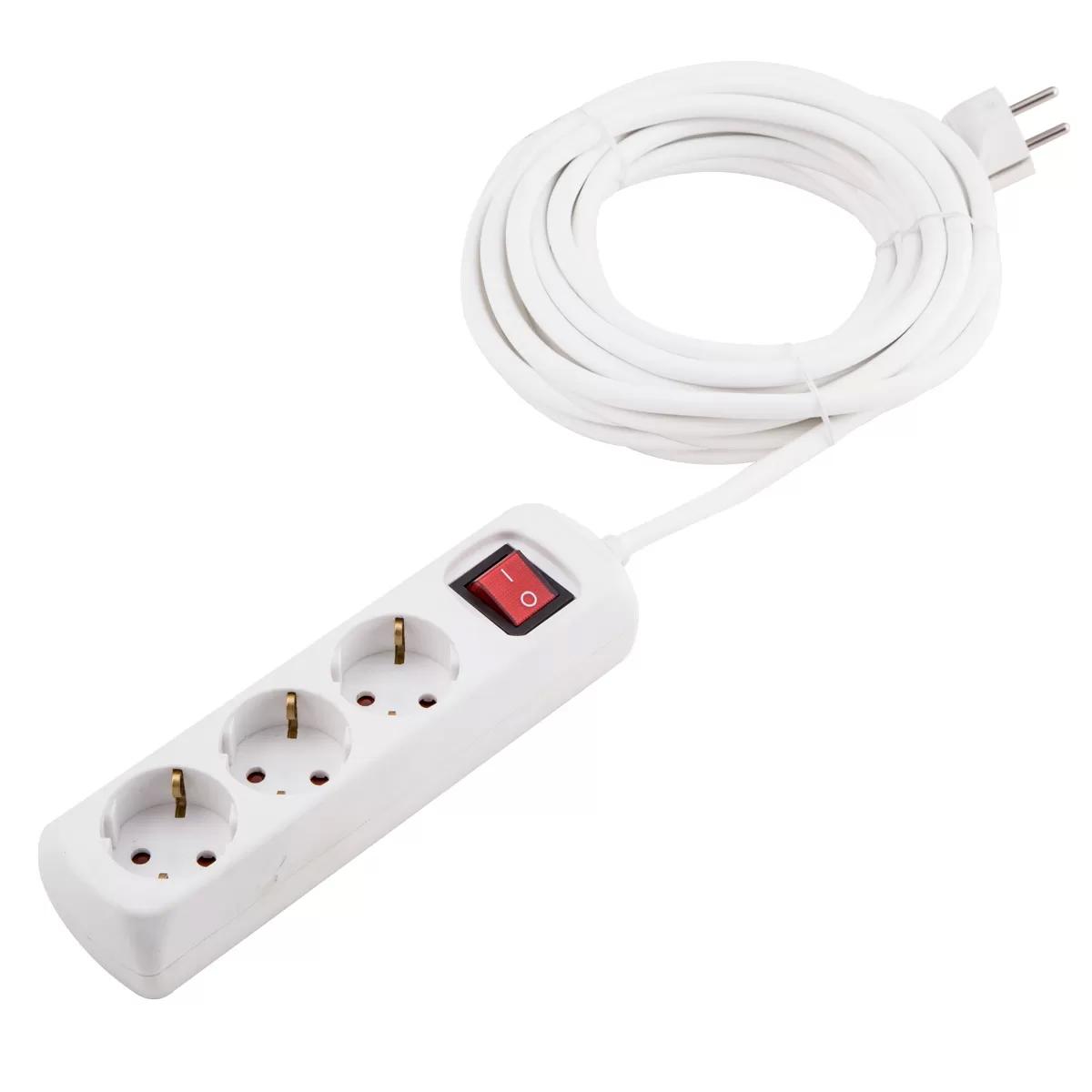 Extension cable with switch, 3 sockets 3m 