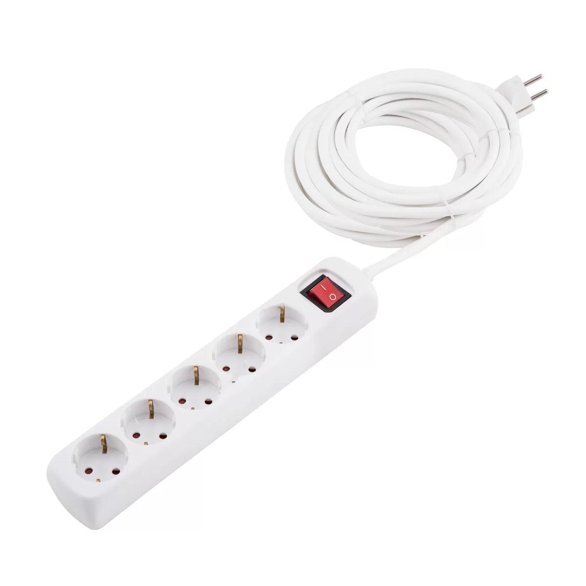 Extension cable with switch, 5 sockets 5m 
