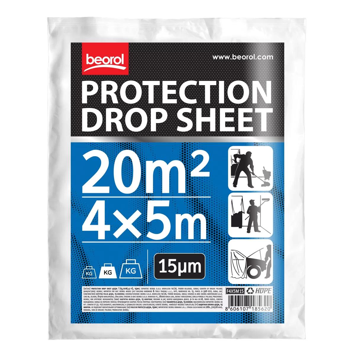 Protection drop sheet 4x5m / (13,1x16,4 ft),15mic 