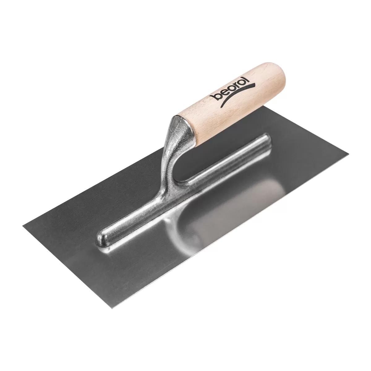 Stainless Steel Trowel, aluminium foot, wooden handle 