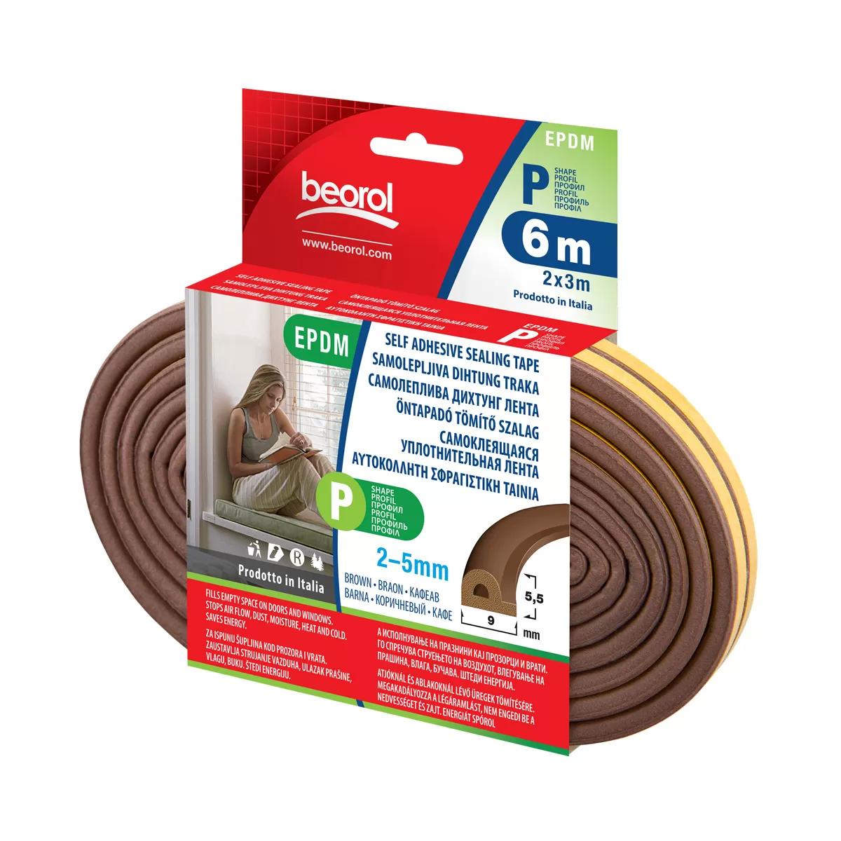Seal strip P-profile brown 6m 