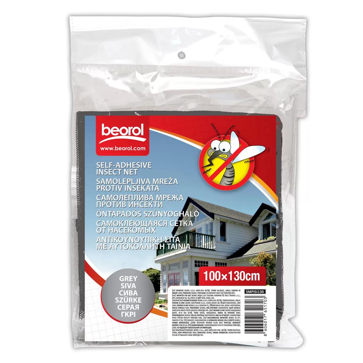 Selfadhesive insect net 100x130, gray 