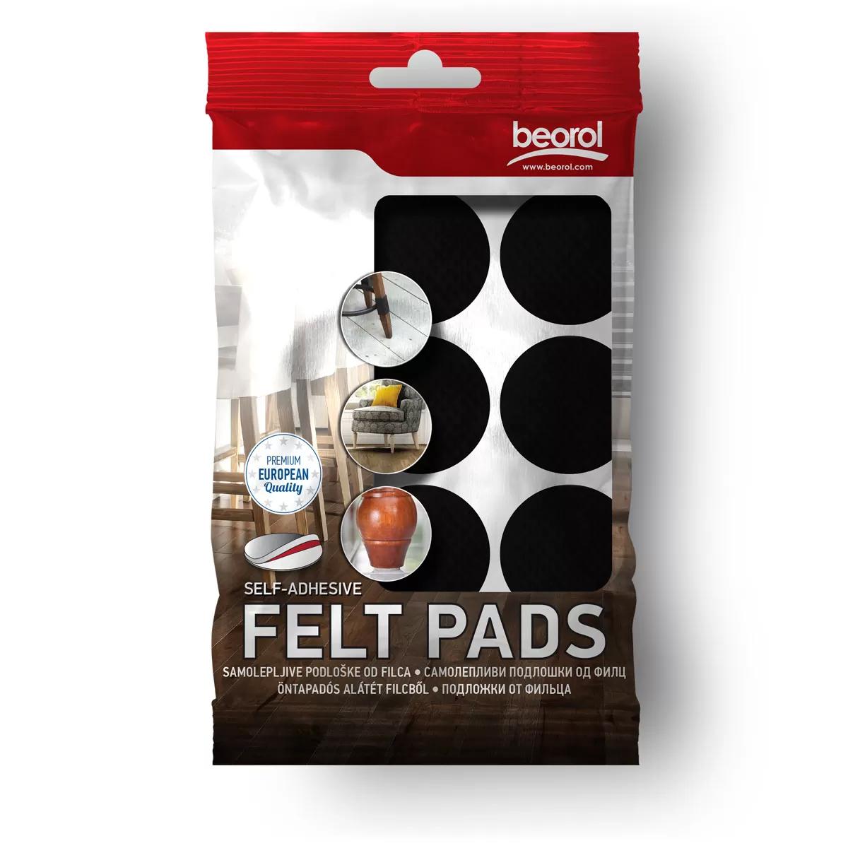 Self-adhesive felt pads, brown ø28 x 3mm 