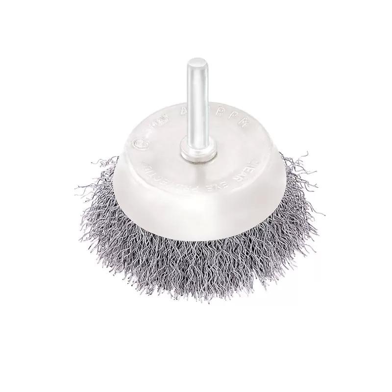 Circular cup brush, steel wire ø65mm, for drill 