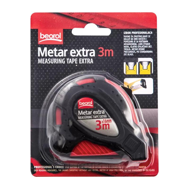 Steel measuring tape 3m, red body/black cover 