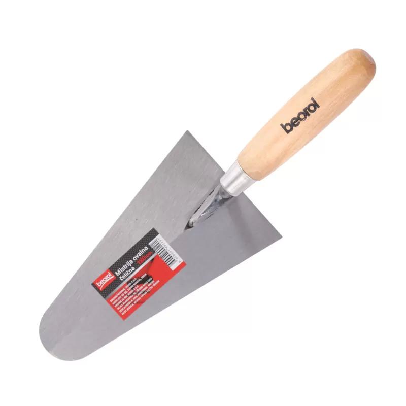 Bricklaying trowel wooden handle, round shape 180mm 